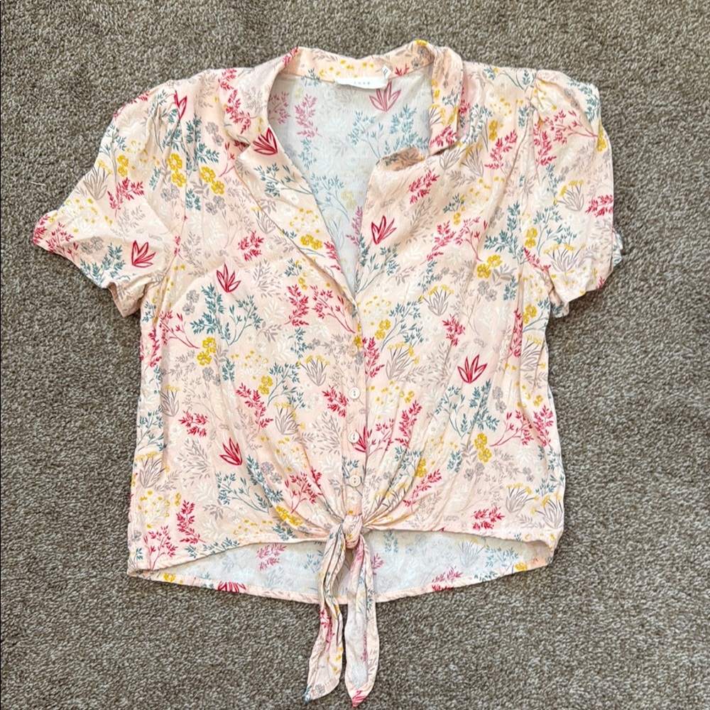 Floral Tie-Front Blouse